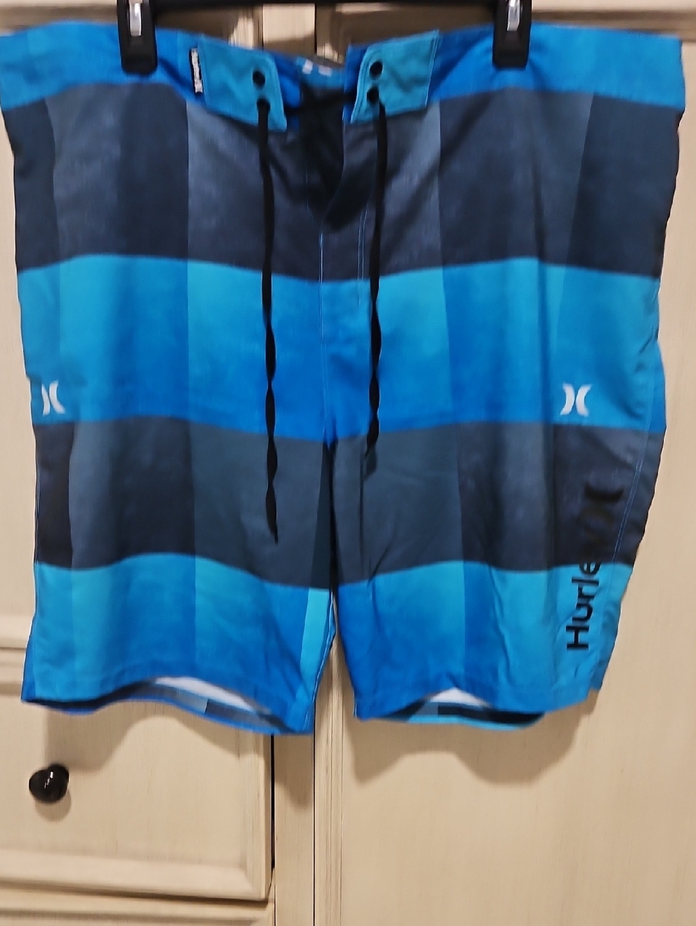Hurley Turquoise and Navy Striped Boardshorts